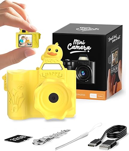 Miniatura 11 de Mini cámara digital, cámara portátil 1080P para fotografía con tarjeta SD de 8 GB, cadena de clip para tarjeta de llave para adolescentes