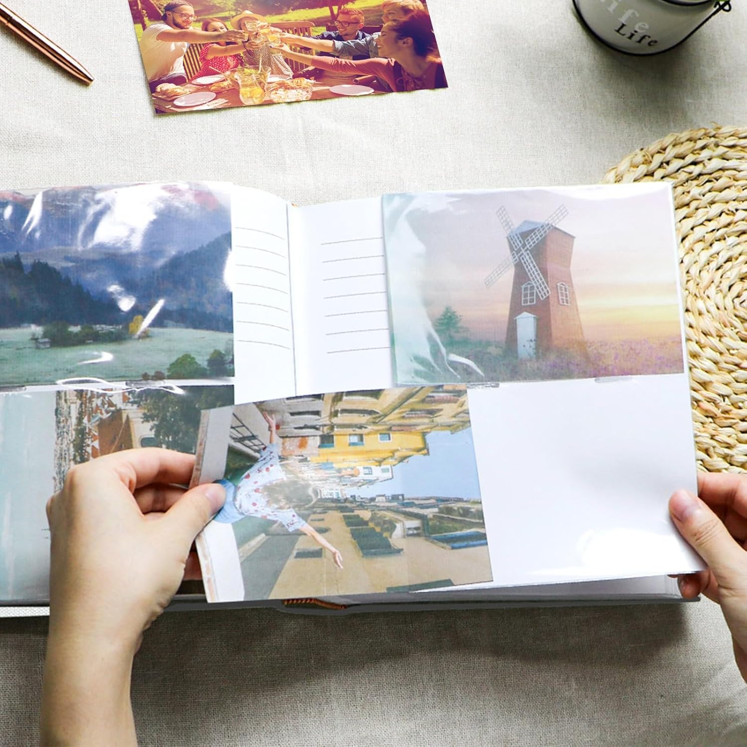 Holoary Photo Album 4x6 200 Photos with Writing Area, 200 Pockets Picture Album, Linen Fabric Cover Big Picture Book for Photos, 4x6 Photo Albums for Memories Family Weddings Travel(Beige) - Image 4