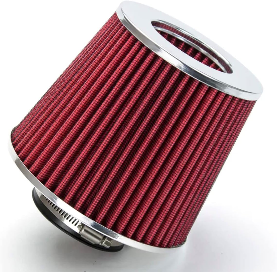 2.75" Inlet (70mm) Short Ram Cold Air Intake Chrome Top Cone Air Filter Universal (2.75", Blue)