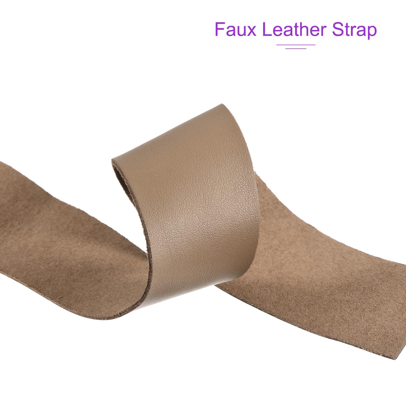 DMiotech Light Brown Faux Leather Strap 1.6 Inch Wide 39 Inch Long Flat Leather Belt Strip 1.3mm Thick Single Sided Cord for Arts Craft DIY Traction Ropes - Image 4