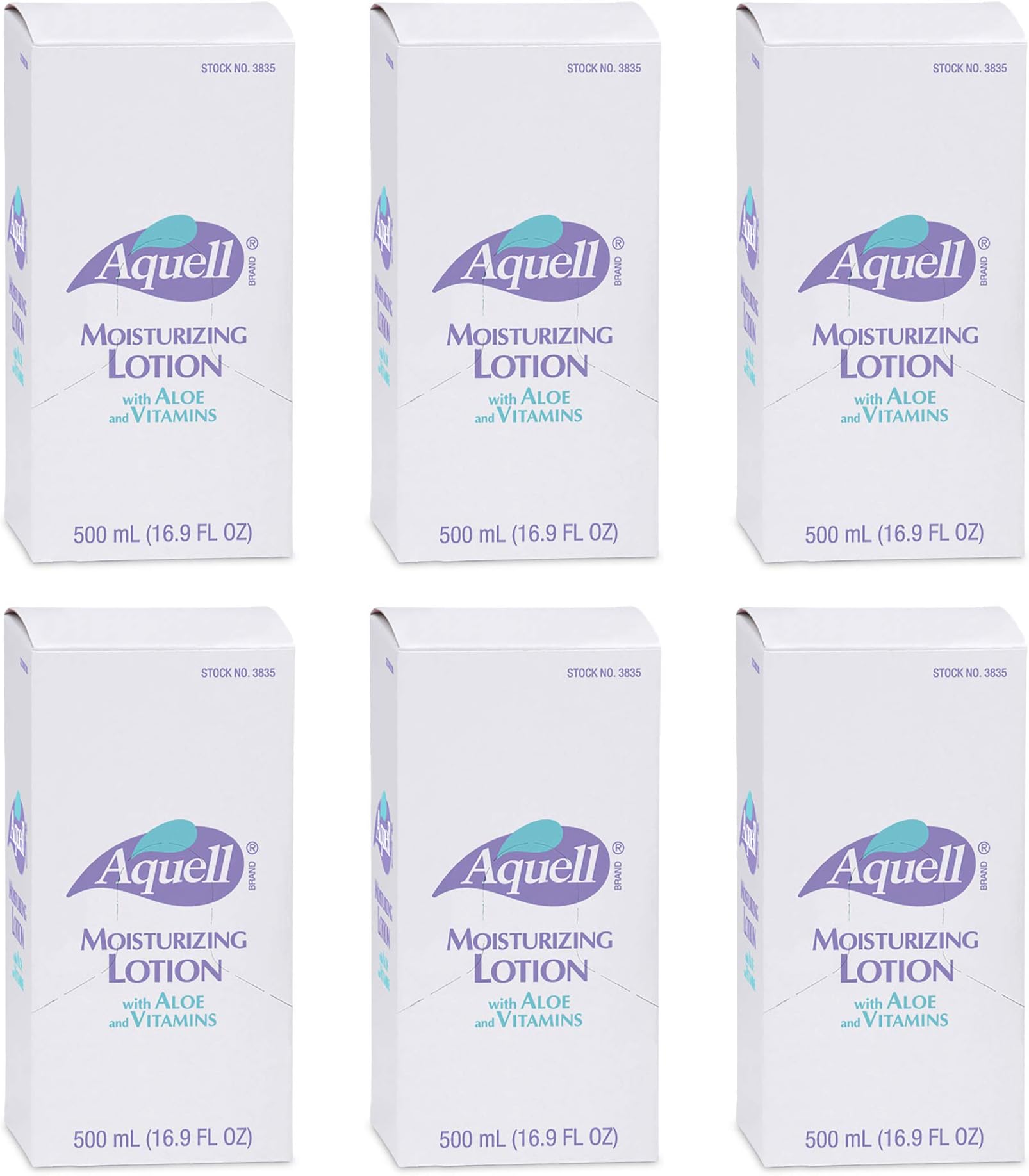 AQUELL Moisturizing Lotion Refill, 500 mL Refill for GOJO 800 Series Bag-in-Box Push-Style Dispenser (Pack of 6) – 3838-06