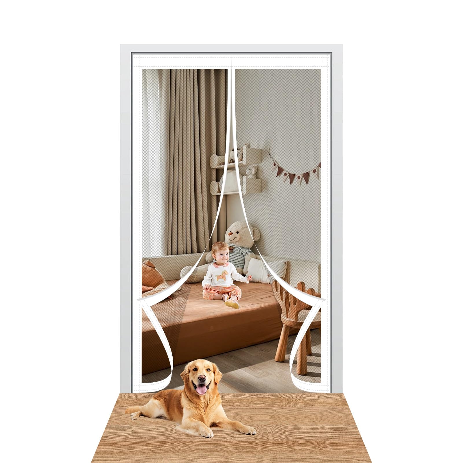 Yxrs White Mosquito Door Net Magnetic 84 X 203 Cm Keep Bugs Out & Lets Fresh Air In Fly Screen For Doors No Without Drilling Suitable For Patio Doors Balcony Bedroom,