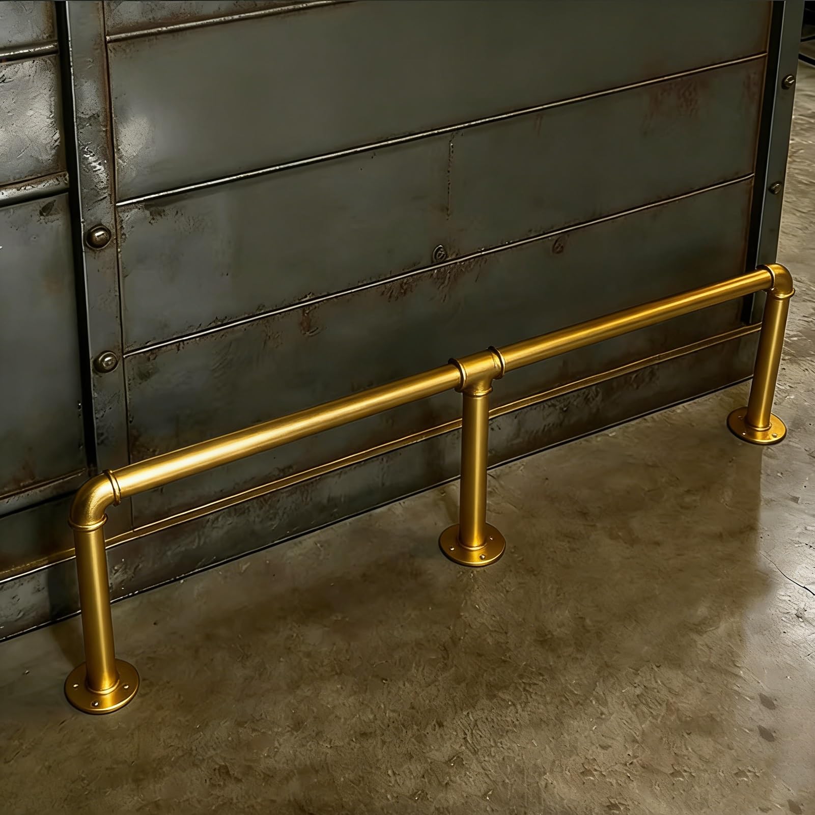 Repose-pieds industriel en tubes métalliques rigides avec platines d'ancrage renforcées