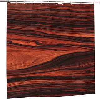 Cocobolo Wood Flat Polished Smooth Texture Shower Curtain Bathroom Waterproof Washable Bathtubs Polyester Curtains with 12 Hooks 72x72 Inches