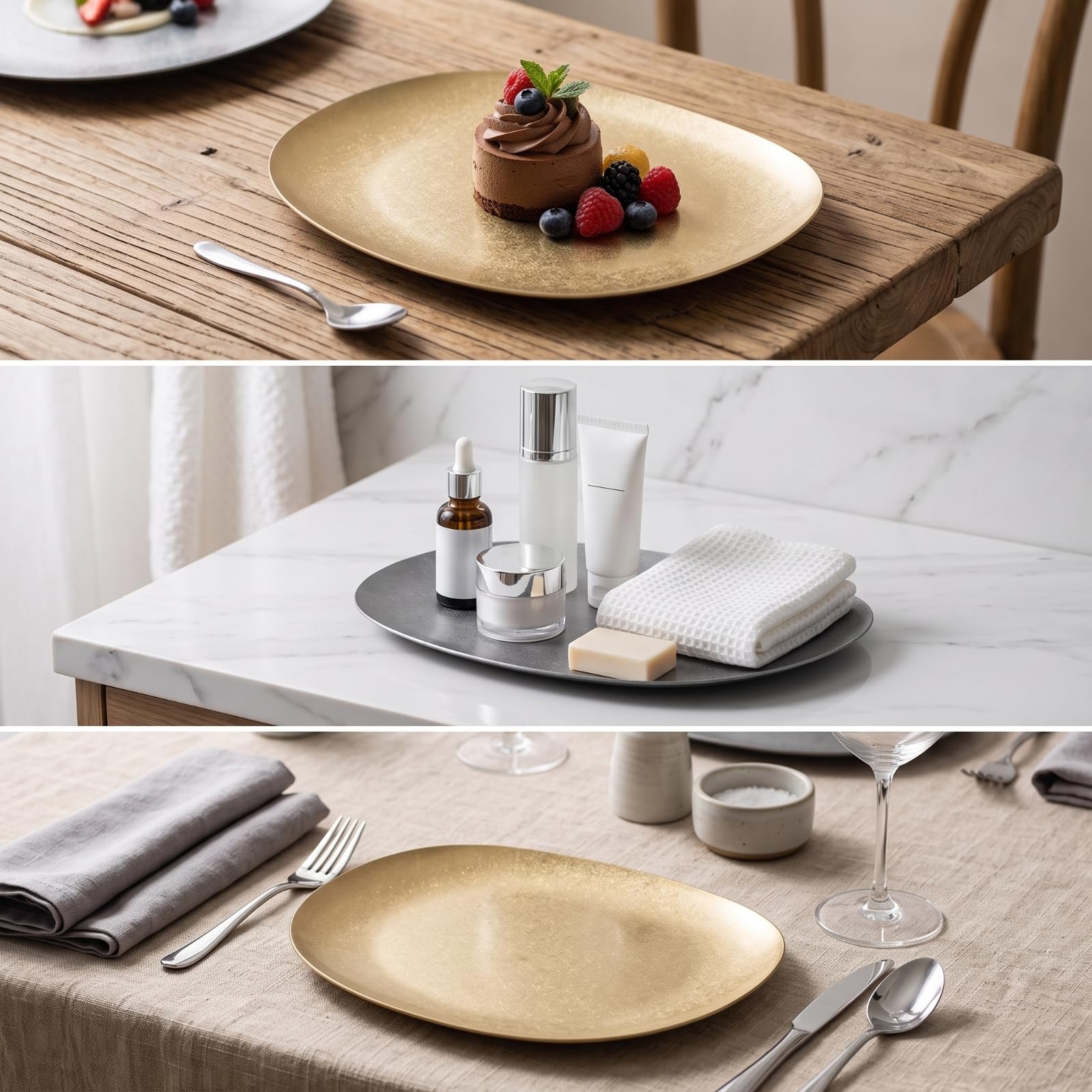 MERIGLARE Assite Carrée Empilable Finition Mate, Assite Présentation, Design Asymétrique, pr Restaurant, Professionnels, Particuliers,