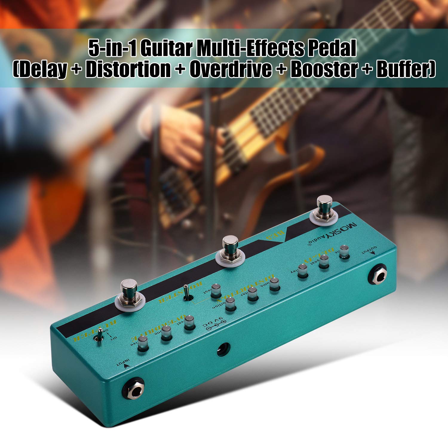 Btuty 5 w 1 gitara z wieloma efektami opóźnienie pedału + zniekształcenia + overdrive + wzmacniacz + bufor w pełni metalowa obudowa z True Bypass