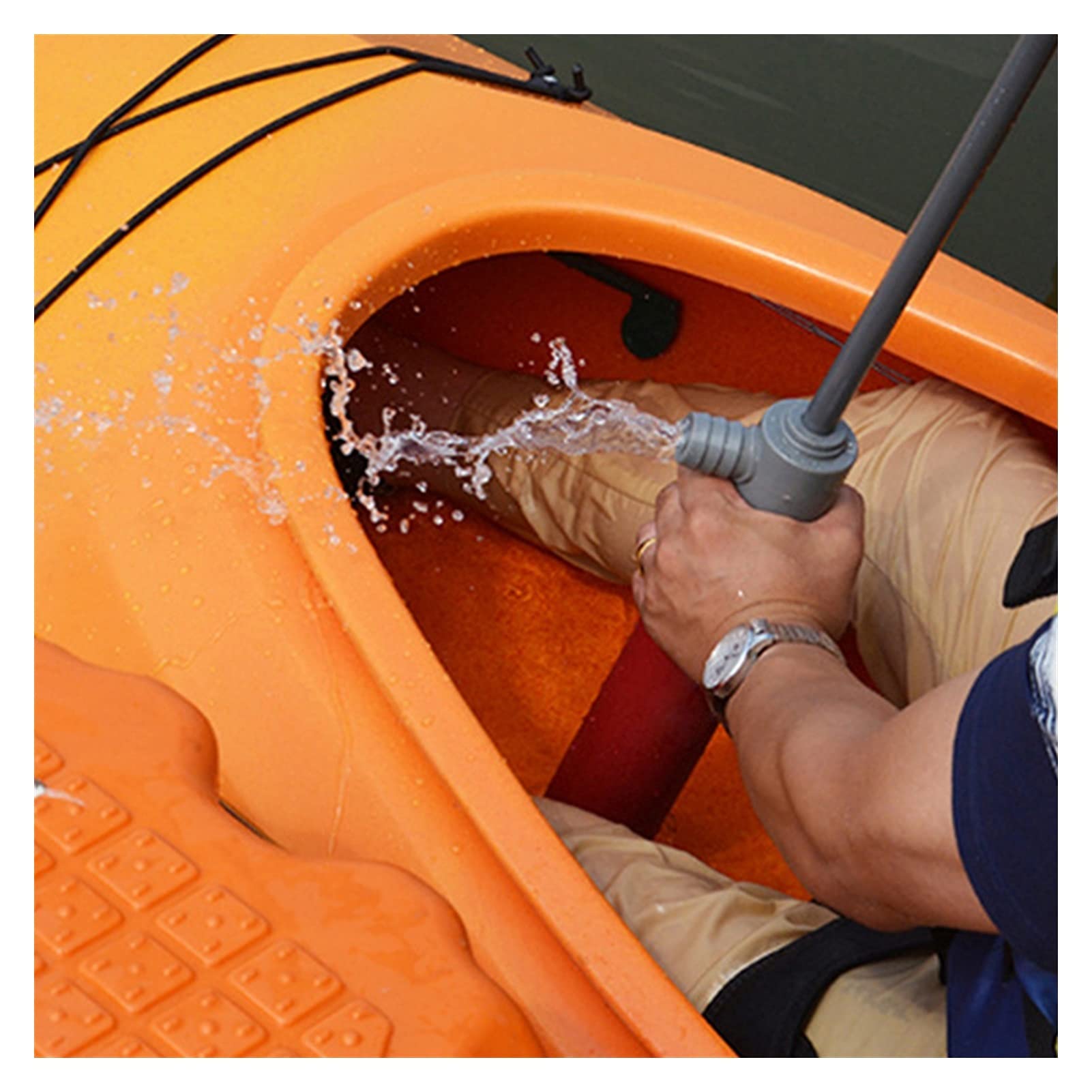 Elektrische Luftpumpe, 46 cm, Kajak-Handpumpe, Kanu, schwimmende Kunststoff-Hand-Lenzpumpe für Notüberleben, Rettung, Wassersport, Bootszubehör für Schlauchboote und Paddelbretter (Farbe: Orange)