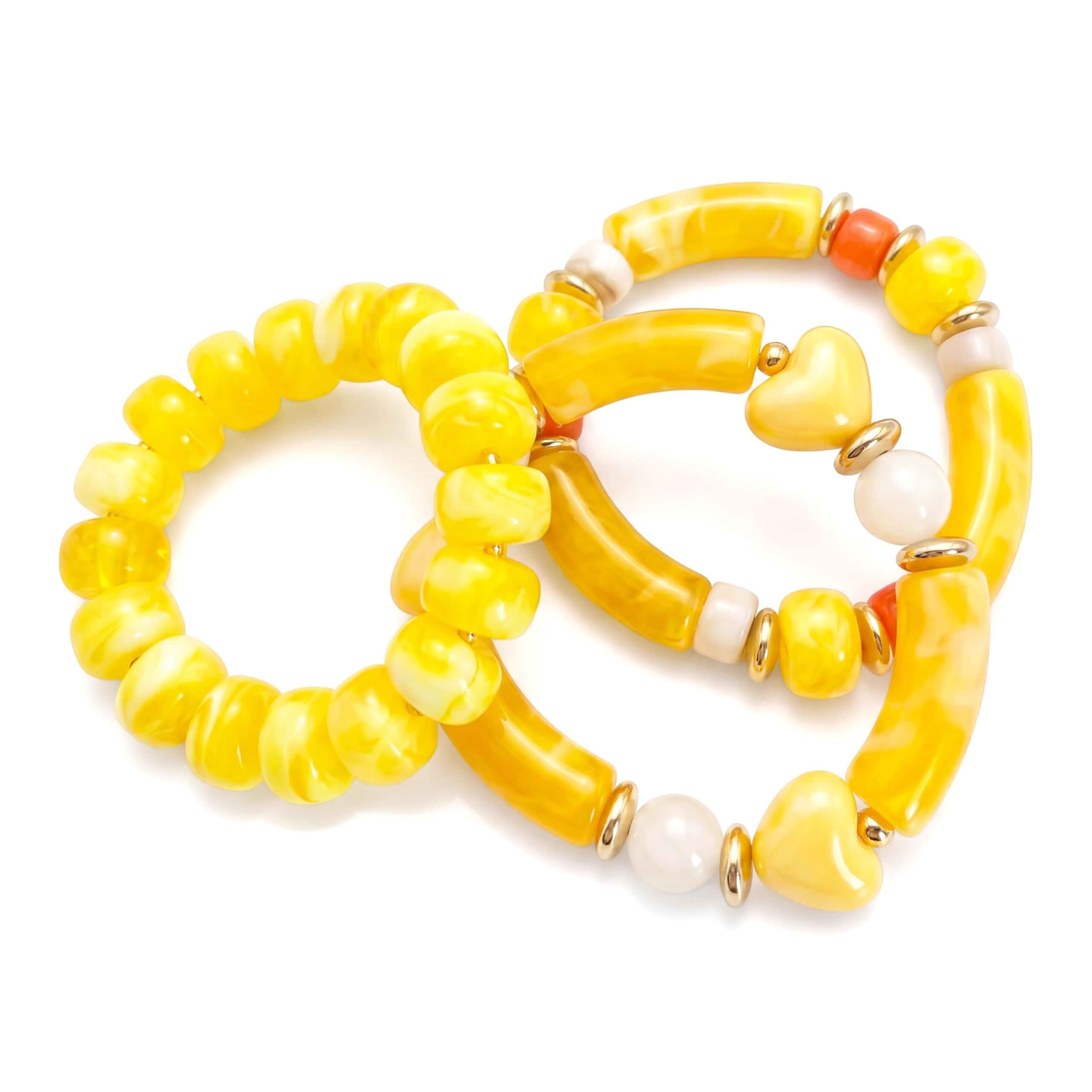 Wassazi Multi Color Stretch Chunky Beaded Stackable Bracelets for Women- Layering Bead Strand Statement Wrap Bangles