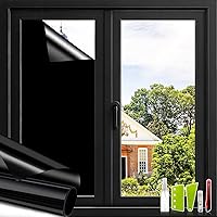 Vista 1 de Película opaca total para ventana, 100 % bloqueo de luz, tinte de ventana, adherencia estática, bloqueo solar, control de calor, anti rayos UV, Negro