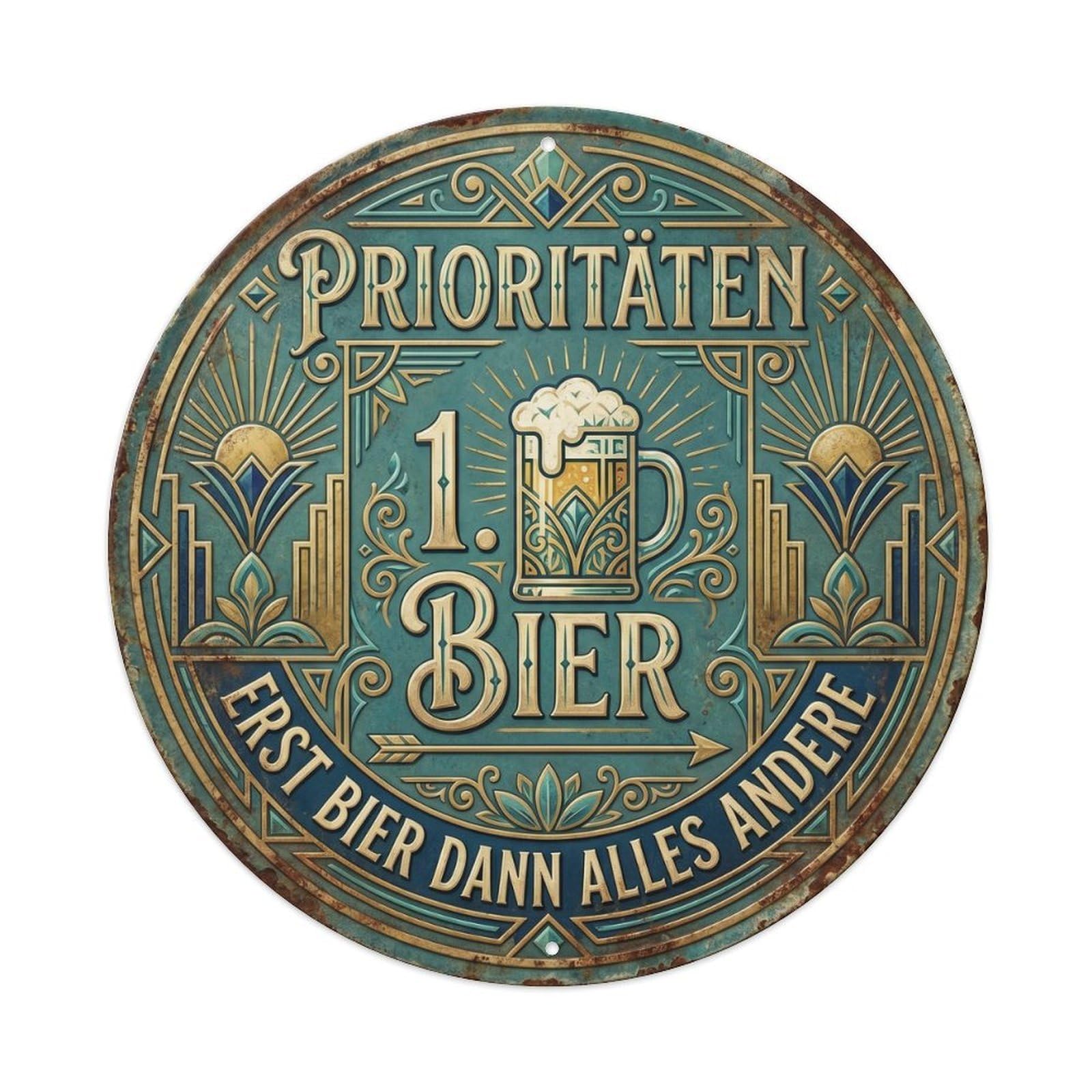 Vintage Bar Style Prioritäten Humorous Office Priorities Metal Tin Sign Plaque Wall Decor for Cafe, Club, Garden Round Metal Poster 8x8Inch