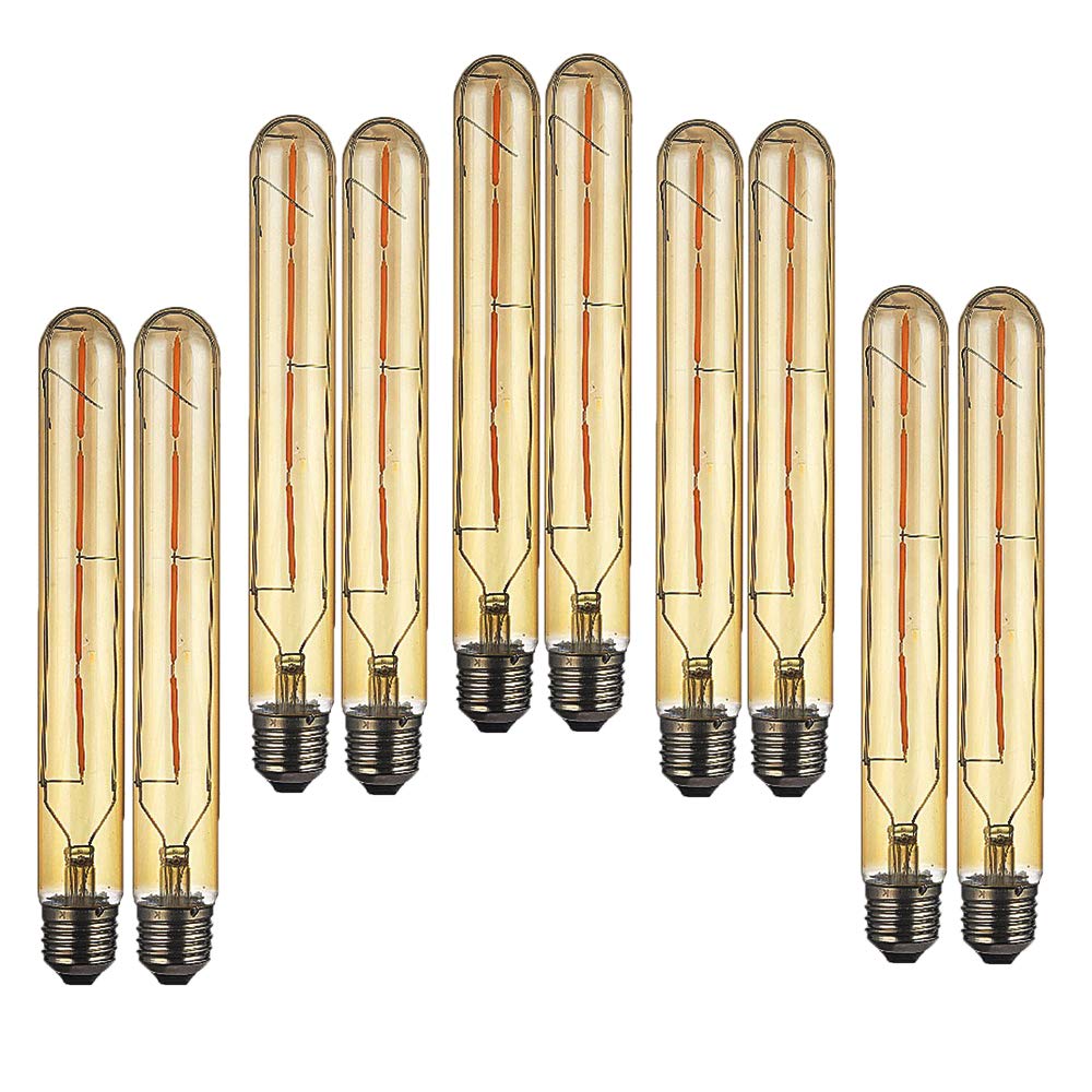 WANGPEI 10 Paquets D'ampoule à Filament LED Tubulaire T30,Blanc Chaud 2700k Pas Dimmable 4W Edison Style Fumé Ampoule E27 en Verre Doré(Remplace L'ampoule Halogène à Vis E27 40W) 400LM
