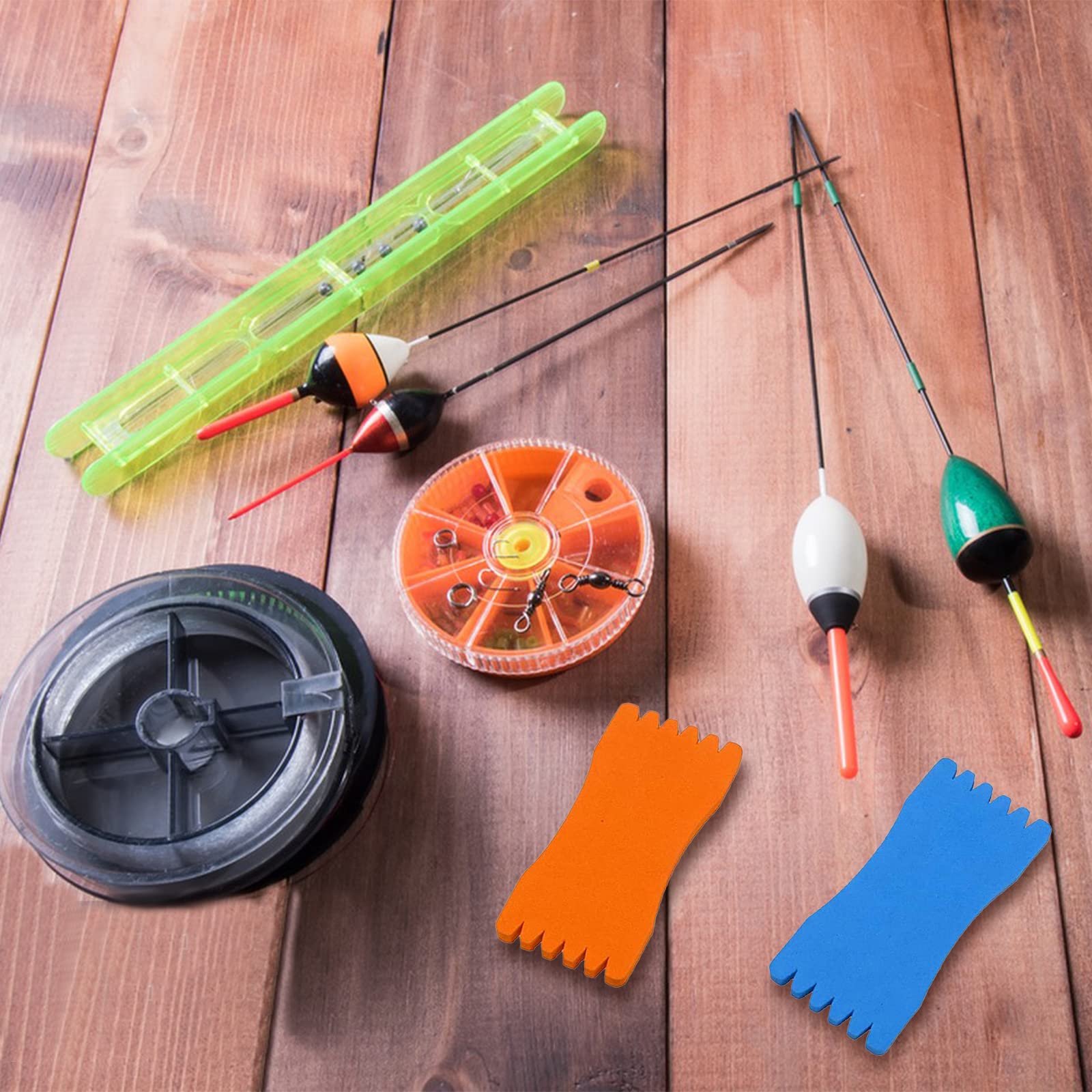 6 Bobine Schiuma Per Lenza Da Pesca - Porta Terminali, Avvolgi Filo, Con Scatola Plastica - Foto 4