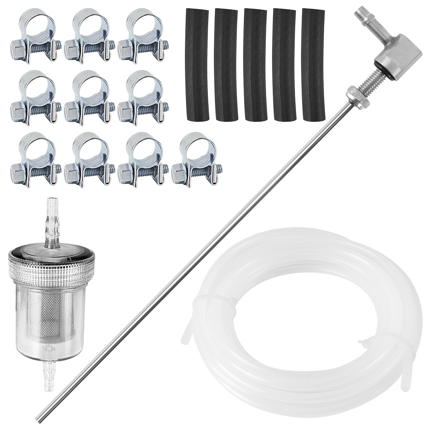 18 Pièces Filtre Carburant Ensemble, Filtration à Haute Efficacité, Durable, Filtrer les Impuretés, Acier Inoxydable, avec Tuyau de Carburant, pour Eberspacher/Webasto de Chauffages