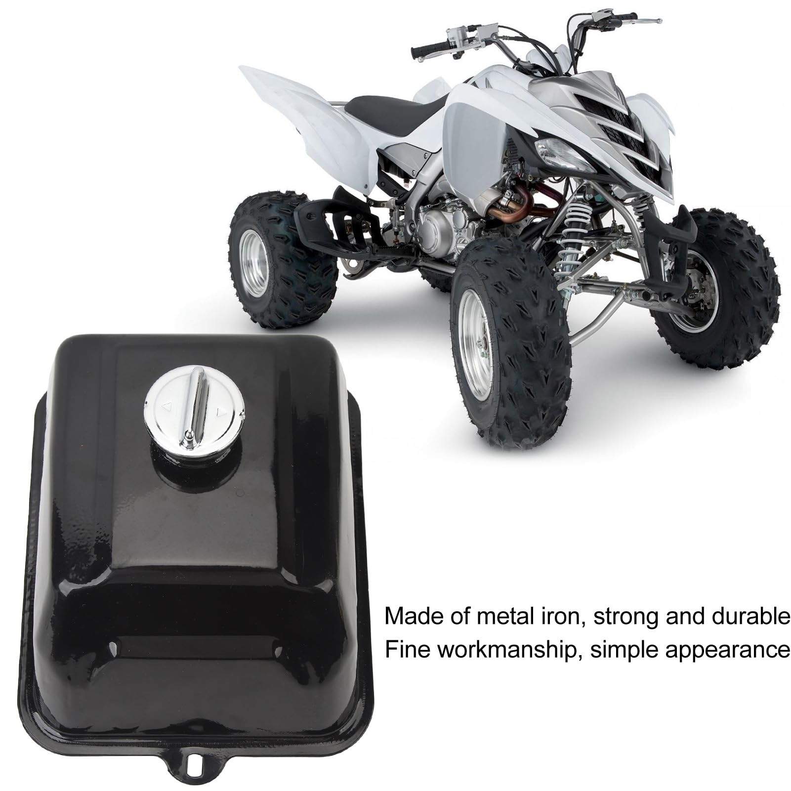 Réservoir de Carburant en Métal, Réservoir de Carburant ATV, Réservoir de Gaz en Métal avec Bouchon de Carburant, Réservoir de Carburant ATV 4L avec Bouchon pour 125cc 150cc 200cc 250cc Quad Dirt Bike