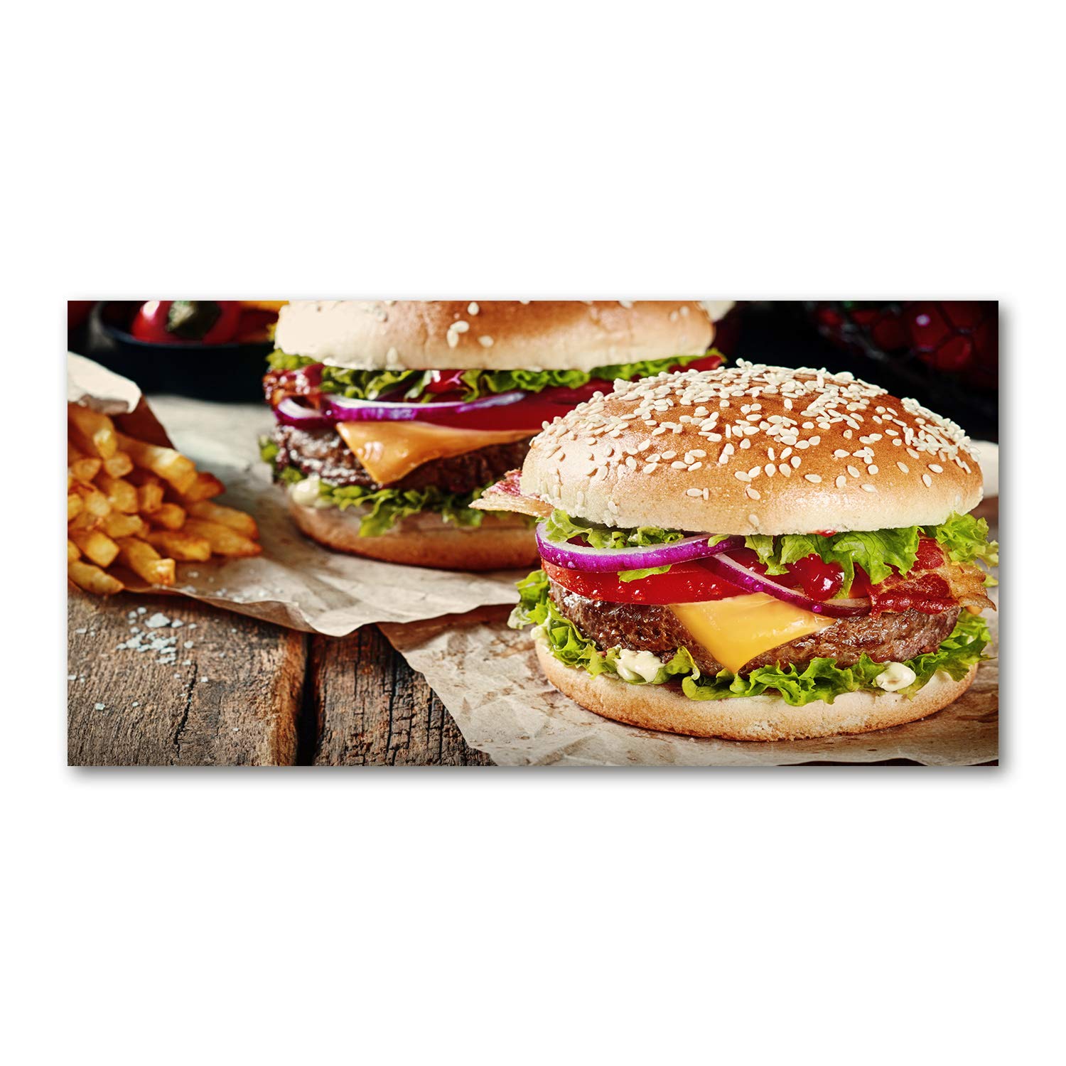 Image verre plastique Hamburguesas Tulup 140x70cm pour déco murale moderne