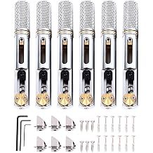 Headless Guitar B, 6 Pcs Fixed Fanned B Set, Metal Silver Headless Individual for Split Type Electric Gui, Includes Wrenches and Ss for Inlation