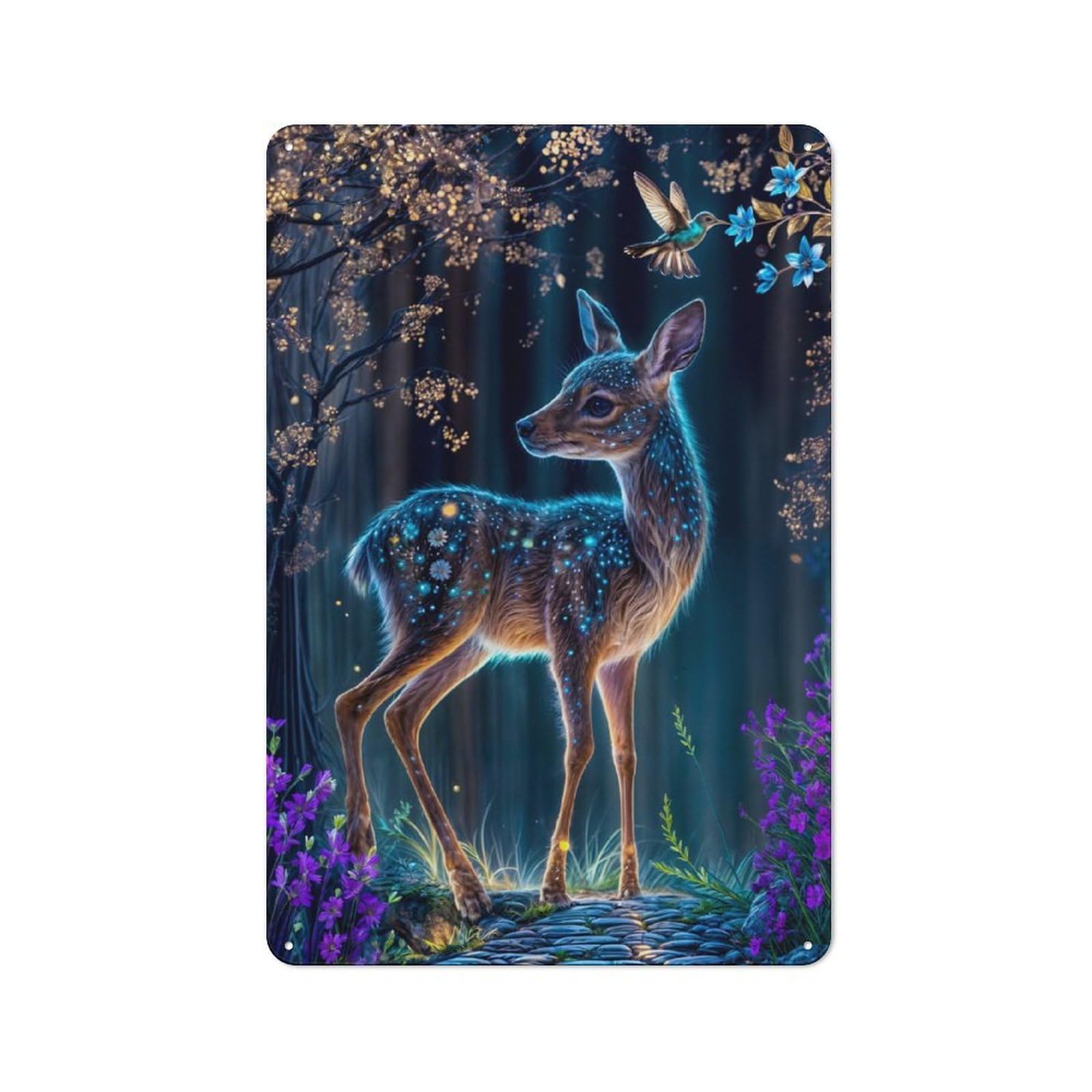 Junmoney Fawn In Enchanted Forest Retro Metal Sign 30X20cm Featuring For Bar Or Restaurant, For Bar Decor Enthusiasts