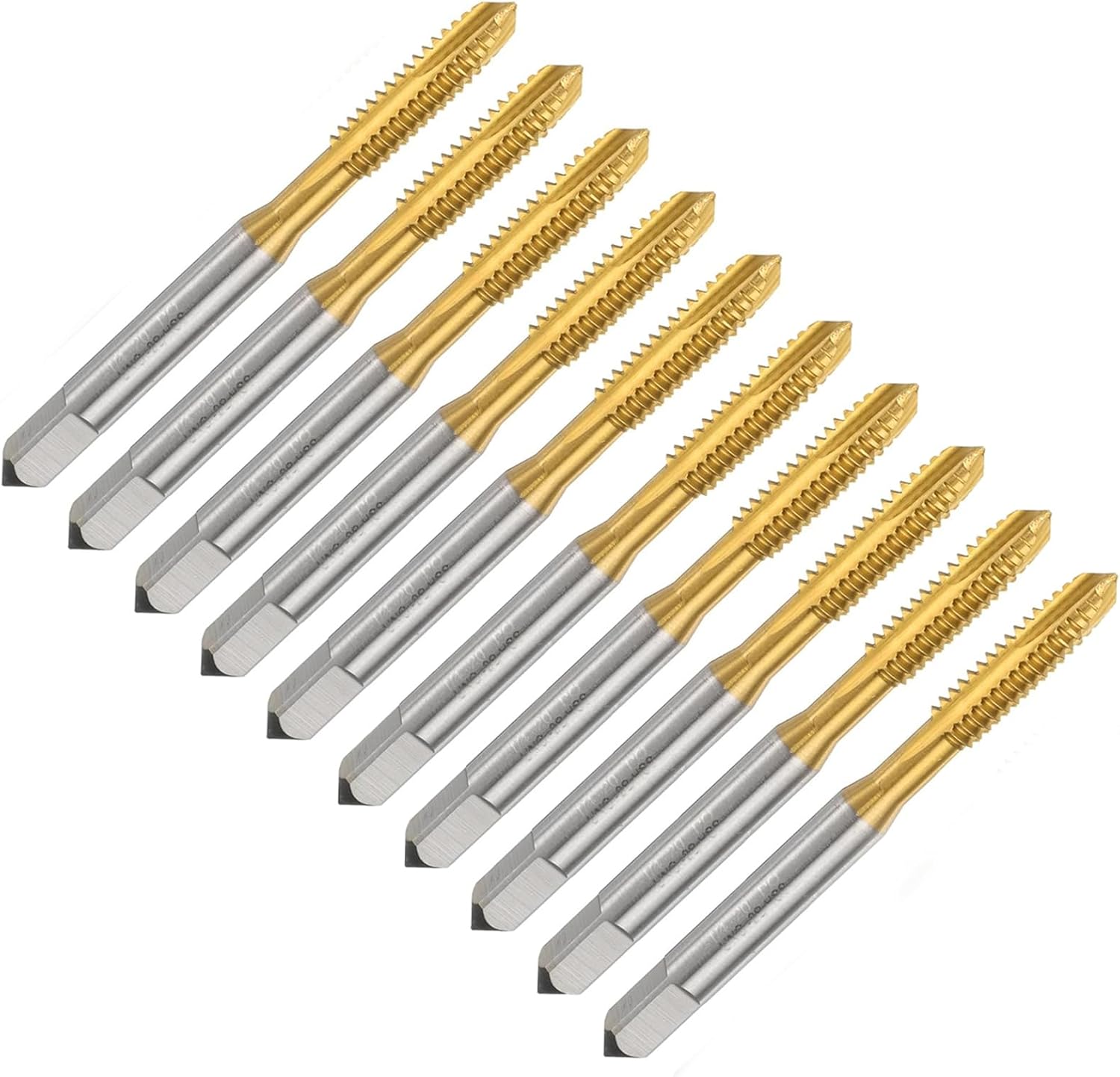 1/4"-20 UNC Spiral Point Threading Taps, Screw Thread Tapping Tool, High Speed Steel Titanium Coating Tap Tapping Bit for Drilling Milling, 10 Pcs