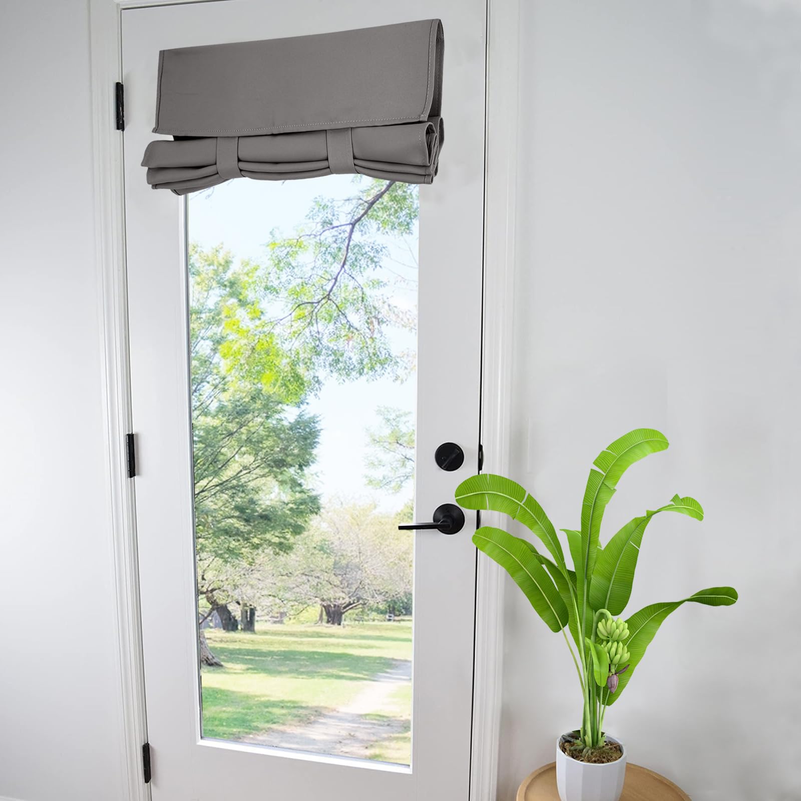 WdFour Door Curtains for Door Window, French Door Curtains for Privacy, Easy installed Tricia Door Panels,Front Door Sidelight Curtain Tie up Shade, Washable Curtain 25W x 70L Inch Dark Gray, 1 Panel