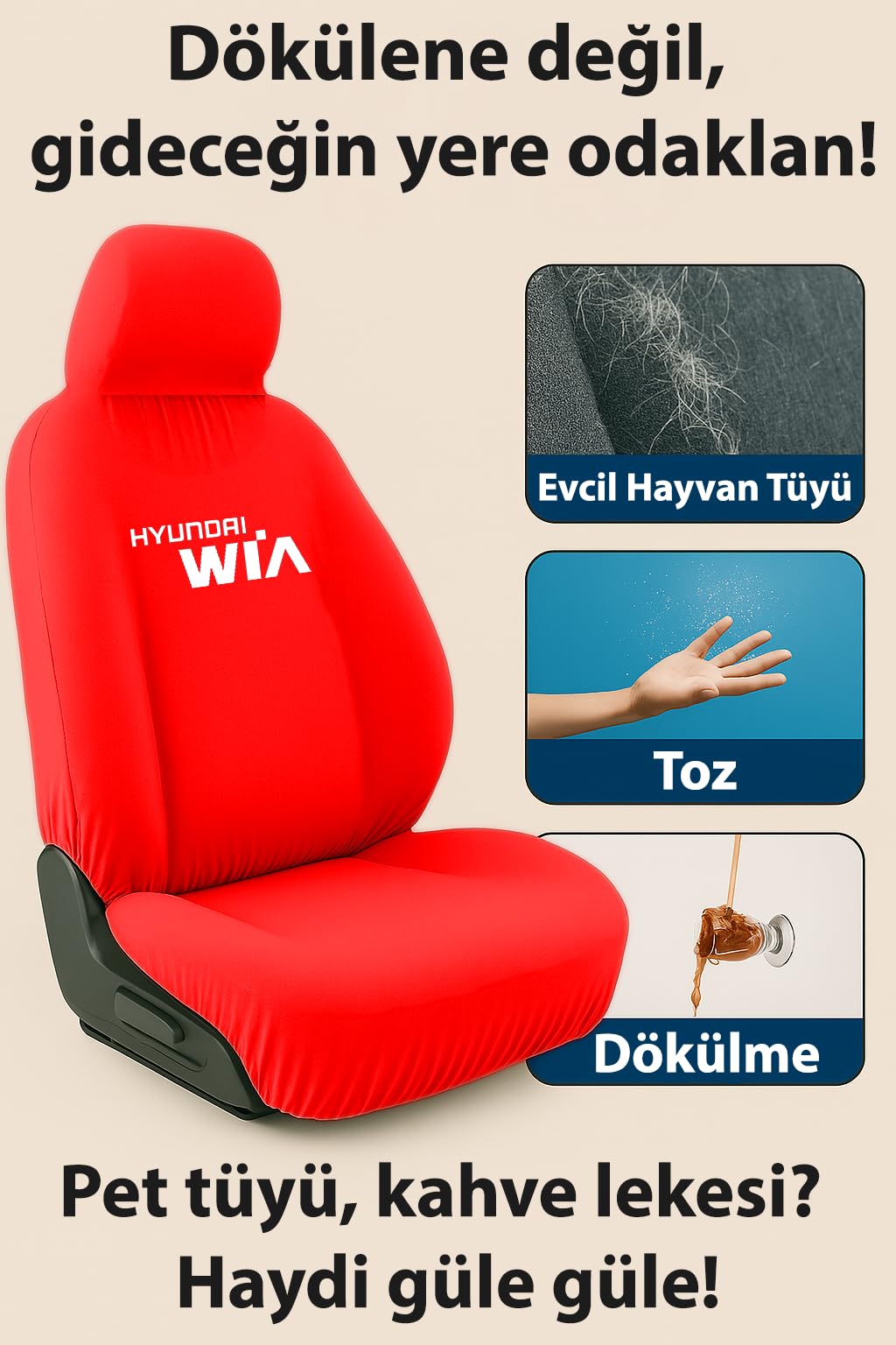 Konfor ve uyumu bir araya getiren Hyundai Getz ile uyumlu oto koltuk kilifi size ozel Kırmızı