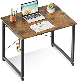 ODK 32 Inches Computer Desk for Home Office, Office Table for Small Spaces, Writing Desk with Headphone Hooks, Vintage