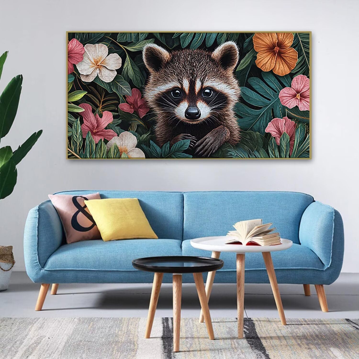 Puzzle dla dorosłych 1100 elementów, puzzle szop pracz kwiaty, dla dorosłych klasyczne puzzle i od 14 lat junior, rodzinne puzzle rozrywka w domu prezent 87x42cm l-509