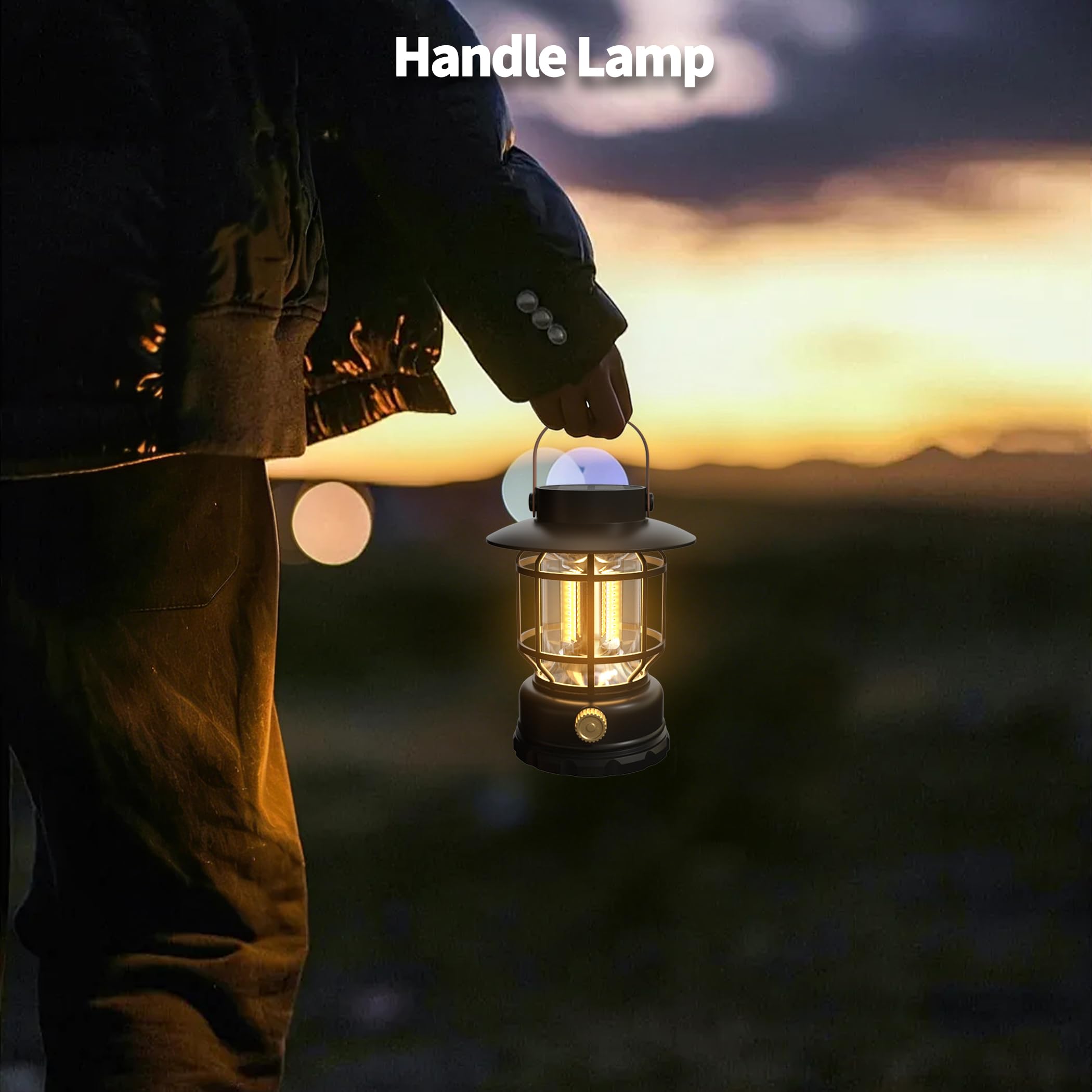 Lámpara solar para acampada, luz de acampada para exteriores resistente al agua y recargable por USB, linterna LED portátil para actividades al aire libre, pesca, acampada y senderismo.