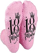 16th Birthday Gifts for Girls, Pink Fluffy Socks, Stocking Filler Presents for 16th, Packaged Warm Bed Socks, Ideas Gift Funny Sock for Women