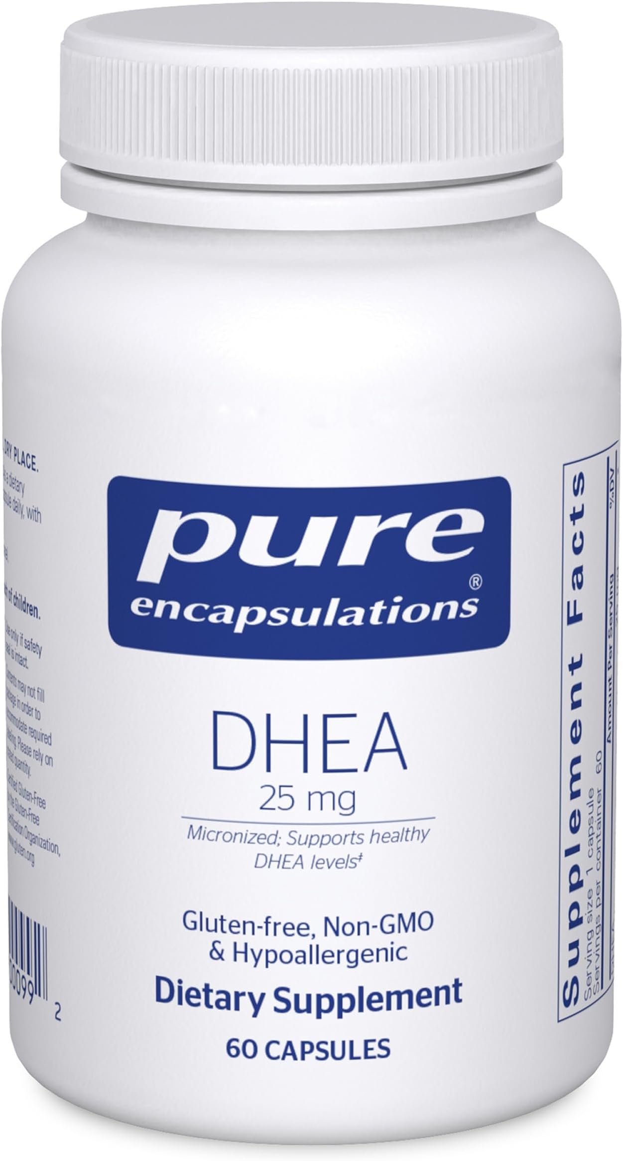 DHEA 25 mg - Supplement for Immune Support, Hormone Balance, Metabolism Support, and Energy Levels* - with Micronized DHEA - 60 Capsules