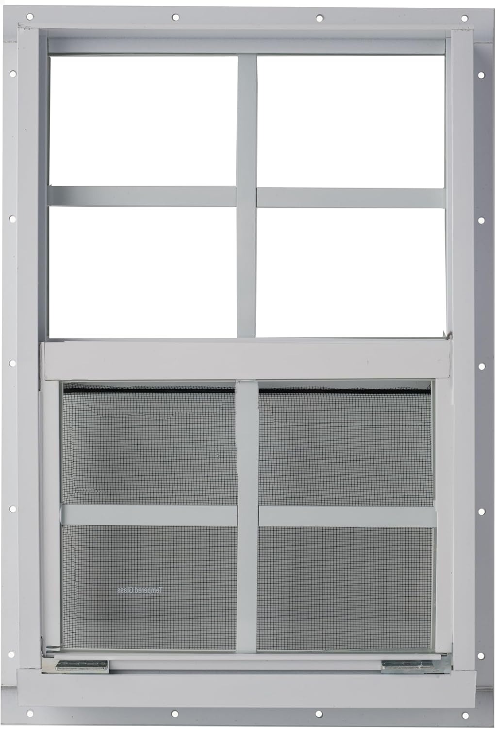 Shed Window 14x21 White - Vertical Slider with Tempered Glass & Bug Screen.