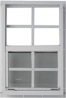 Vista 2 de Ventana de cobertizo de 14 x 21 pulgadas, color blanco, deslizador vertical con vidrio templado y pantalla de insectos.