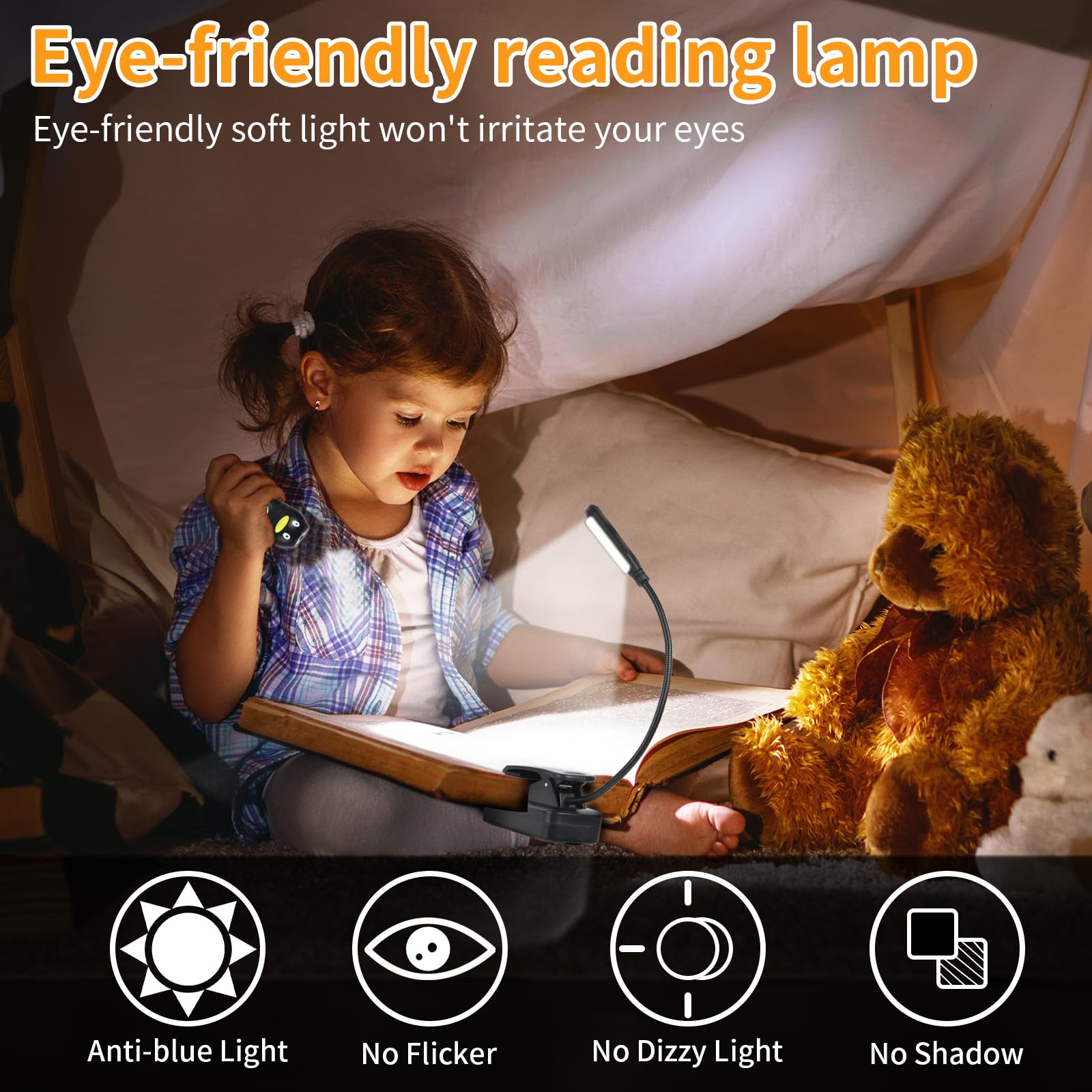 Wiederaufladbares Buch zum Lesen im Bett, 3 Packungen, 6 LEDs mit 3 Farbtemperatur-Leselichtern, einfach an ein kleines Buch zu befestigen, um Kinder zu lesen