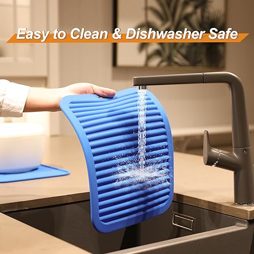 Miniatura 6 de Joyhalo Paquete de 4 salvamanteles de silicona para ollas y sartenes calientes, salvamanteles resistentes al calor de 480 para platos calientes,