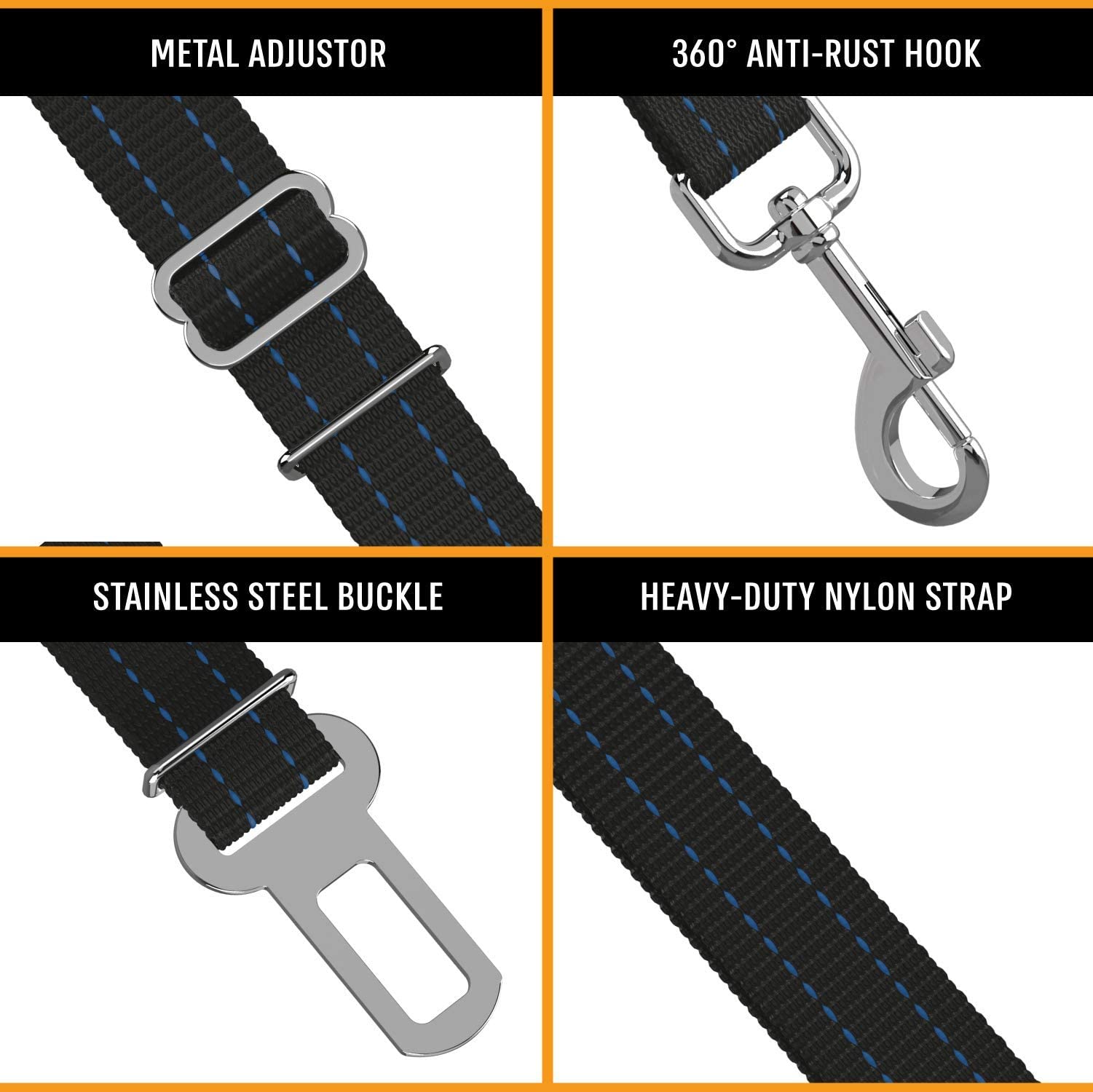 Active Pets Black Car Seat Belt for Dogs, Attaches to Harness & Collar, Adjustable 18" - 24" Travel Restraint System Fits Small - Large Pups for Safety & Comfort, Essential Pet Supplies & Accessories - image 7