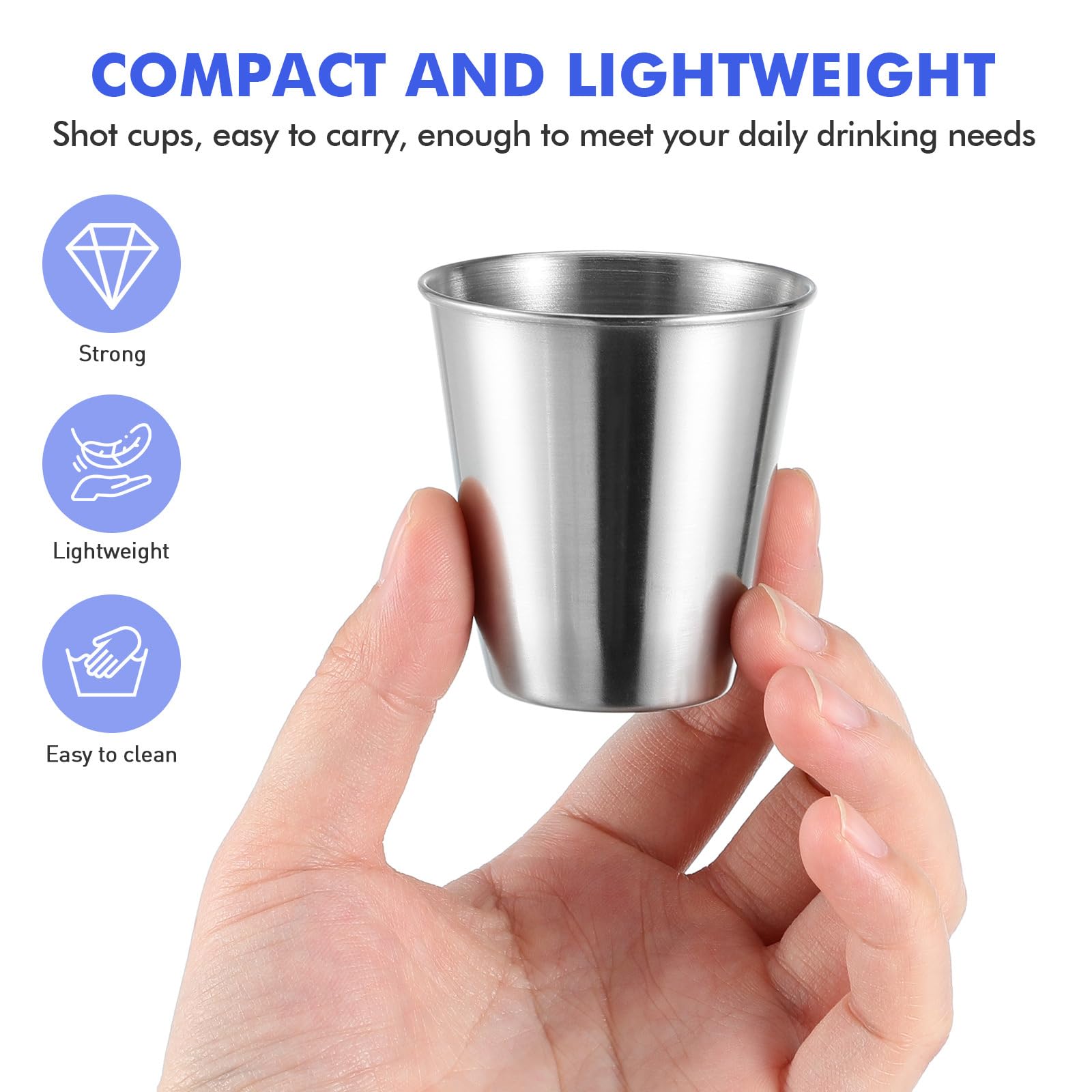 STOBOK 12 Bicchieri Inox 70Ml Bicchieri Da Liquore in Acciaio Inossidabile Portatili Resistenti Antiruggine Per Whisky Vodka Uso Domestico Bar Feste