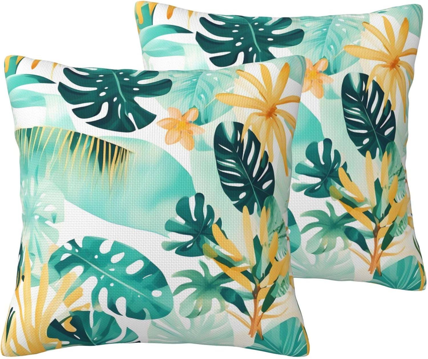 Beach Plantscape Imitation Linen Pillowcase -2 Sets, Fashionable Home Decoration, Used for Sofas, Gardens, beds