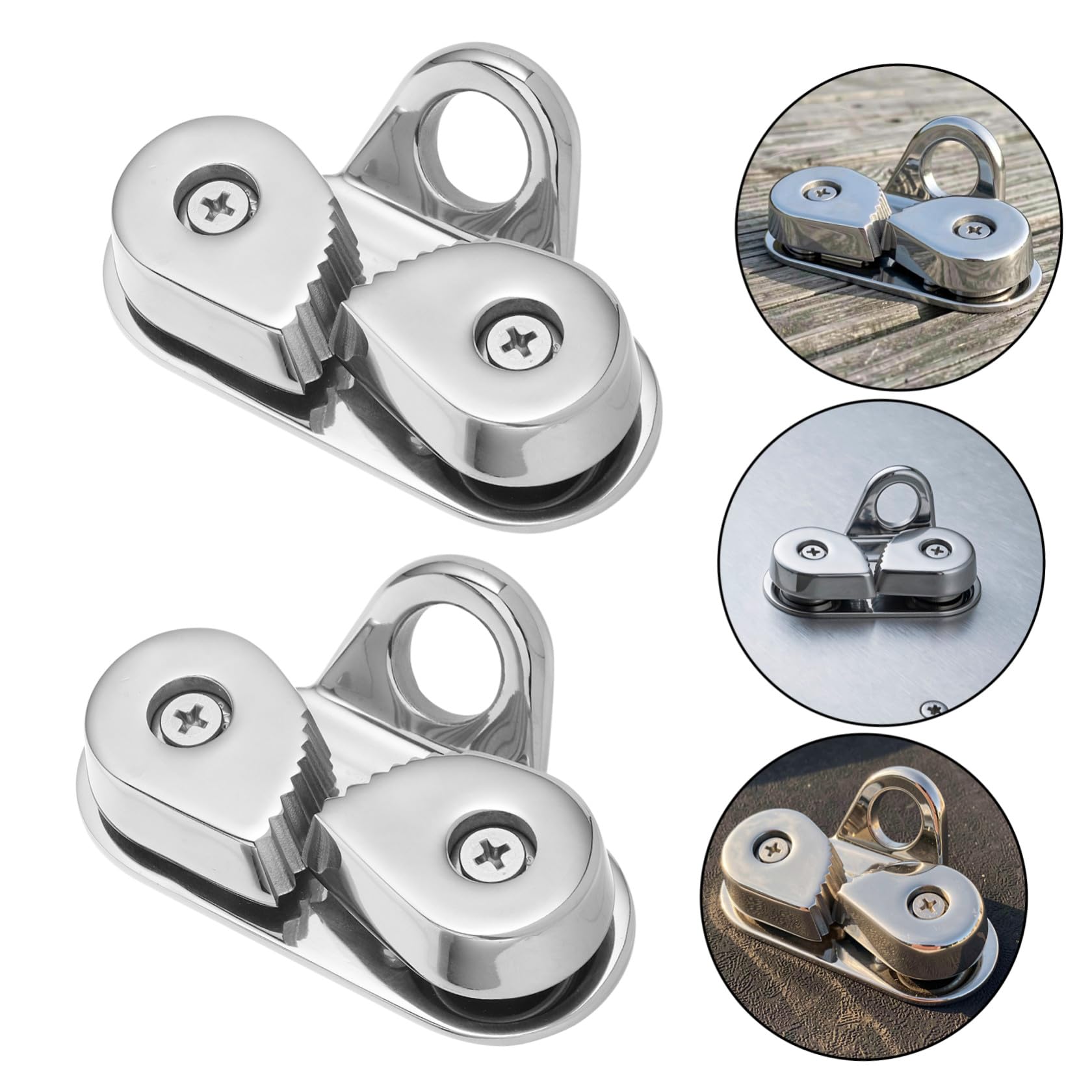 Toyvian 2 Pezzi Morsetto a Camma per Barca in Acciaio Inox con Guida per | Fissaggio Affidabile della Corda, Installazione senza Preforatura, Due Viti Autofilettanti Incluse, Argento