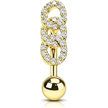 COCHARM Belly Button Rings 14G Reverse Belly Navel Rings for Womne Gold Floating Navel Piercing Jewelry Stainless Steel