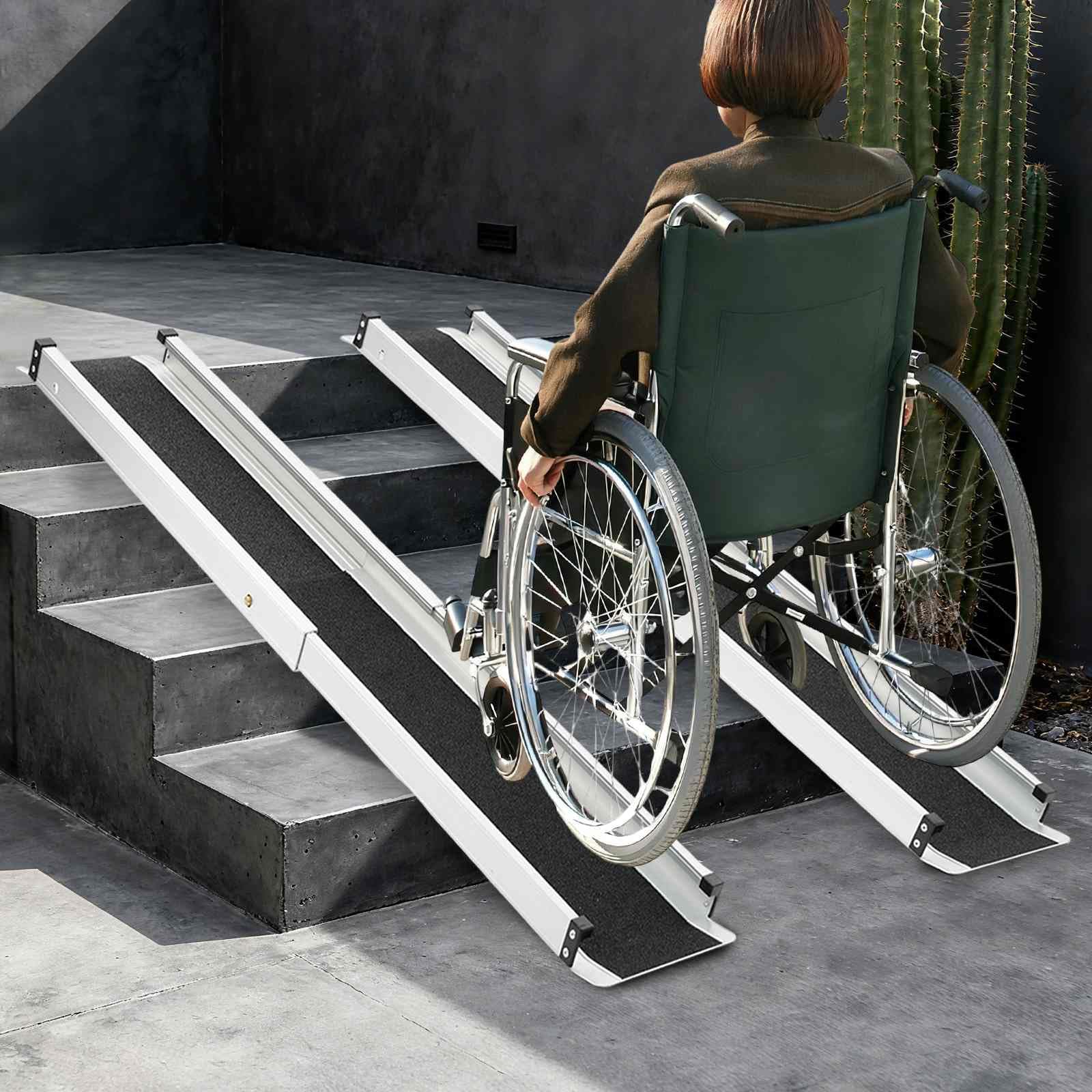 Rampas telescópicas para sillas de ruedas, 2 unidades, aleación de aluminio, rampas para silla de ruedas con bolsa de almacenamiento, rampa de aluminio para silla de ruedas, rampa de acceso de hasta