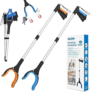 REWKCY Grabber Reacher Tool, 86cm/34in Long Reacher Grabber for Seniors with 360° Rotating Jaw + 2 Magnets, Garbage Picker Tool Heavy Duty for Elderly with Hanging Loop