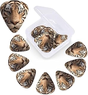 3D Tiger Head print Guitar Picks 12 Pack Personalized Guitar Picks with Storage Box Guitar Accessories for Ukulele Electric Acoustic Guitars Bass