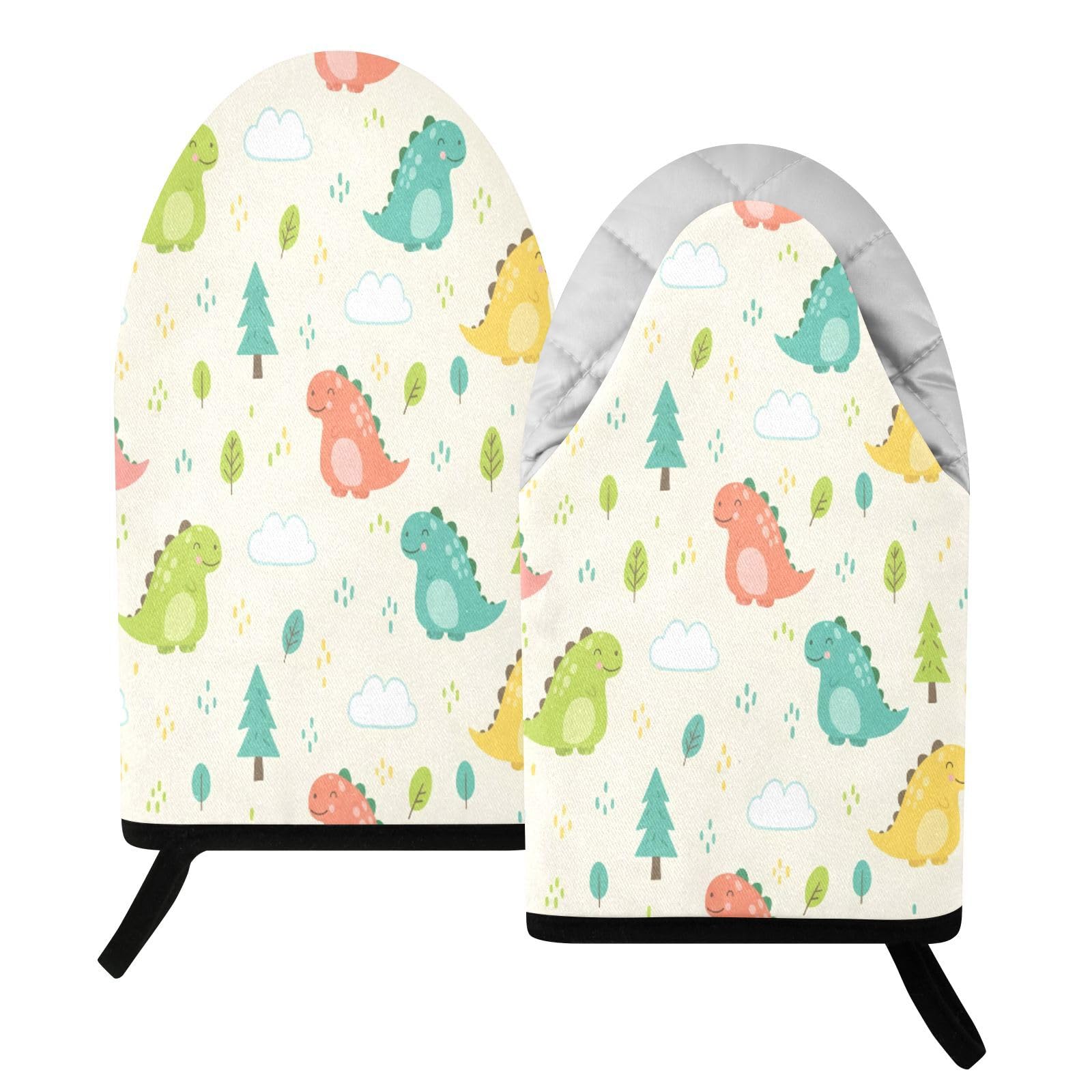 BURSTDDY Cartoon Dinosaurs Oven Mitt,Heat Resistant Kitchen Mitts for Cooking