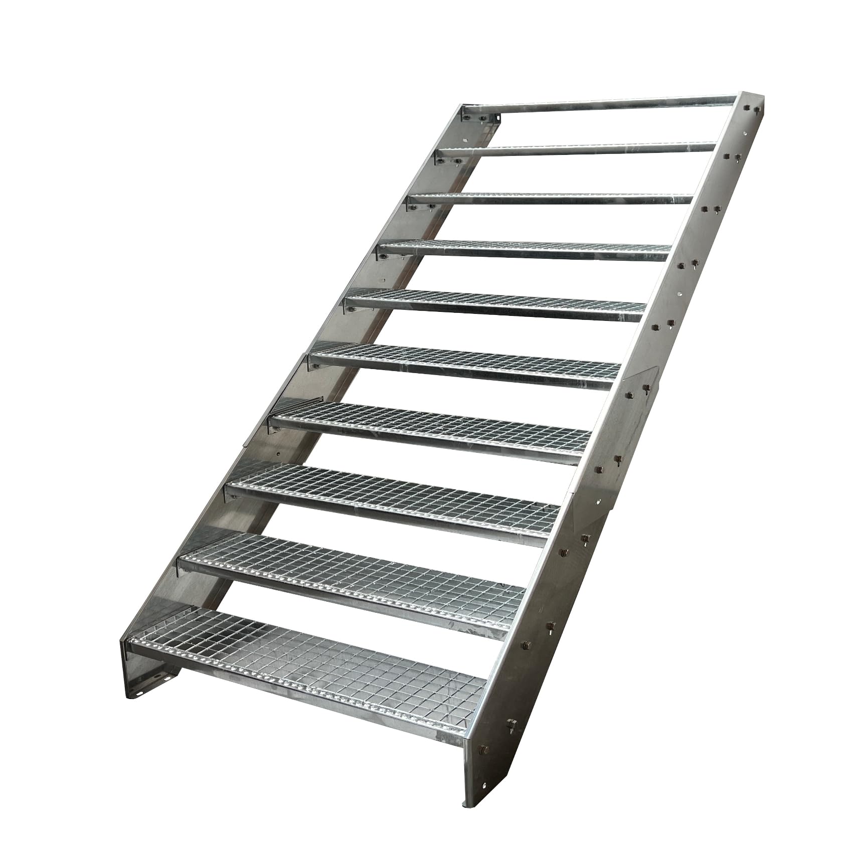 Escalier en acier galvanisé de qualité supérieure / 10 marches galvanisées (largeur 1000 mm) (hauteur 190 cm), résistant aux intempéries, pour le jardin