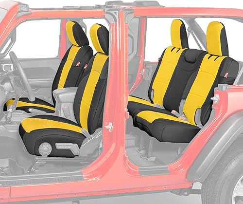 Diver Down Juego de fundas de asiento de neopreno para Jeep JL de 4 puertas Wrangler 2018-2022, juego de asiento delantero y trasero, fundas de