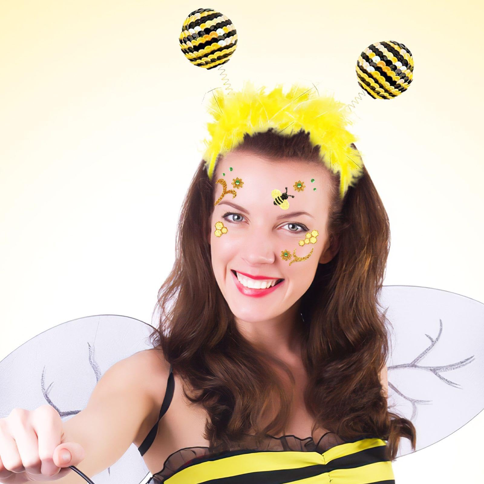 1 Fascia per Api E 1 Adesivo per Il Viso, Oggetti di Scena, Accessori Cosplay, Accessori per Costume da Ape.