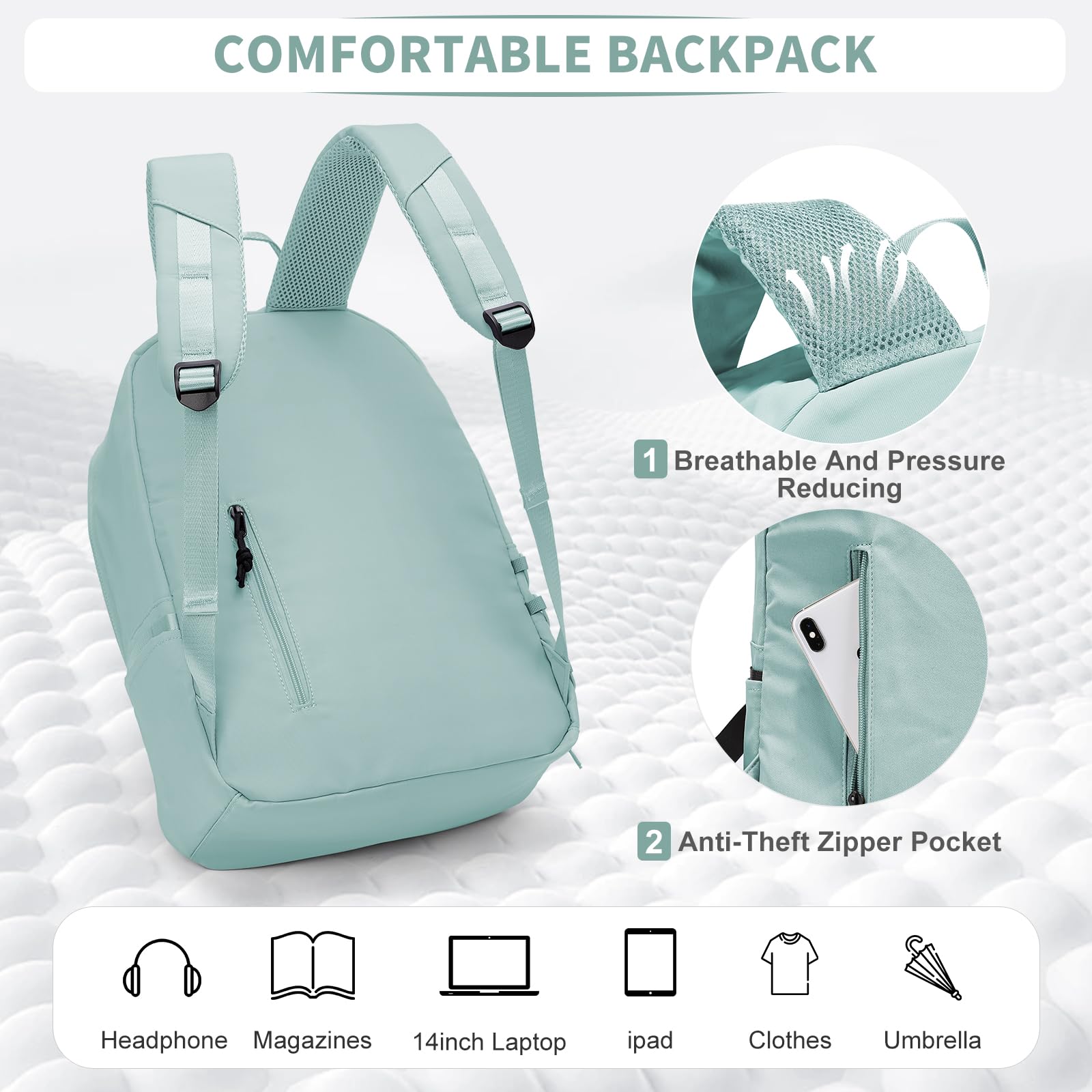 HYC00 Zaino Scuola Superiore Ragazza Ragazzo Zaini Scuola Media Zainetto Donna Università Casual Daypack Zaini Scolastici Leggero 14 Pollici Laptop Bag per Viaggi Lavoro School Backpack for Girls