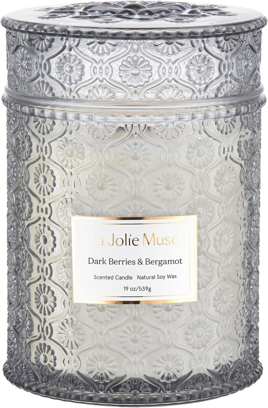 – LA JOLIE MUSE Dark Berries & Bergamot Candle - Berries, Grape, Caramel | 19 oz Large Wooden Wick Candle | Natural Soy Wax | 90 Hours Clean Burn | Gift-Ready for Hosts & Gatherings | Elegant Home Décor