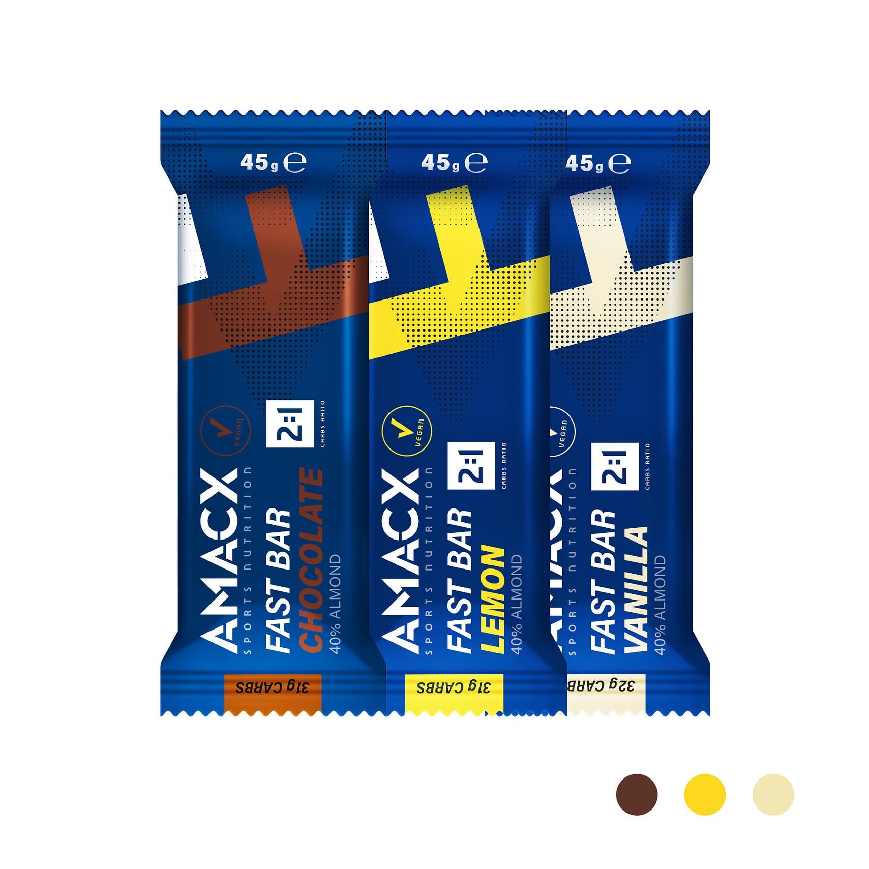 AMACX Energy Fast Bar con 40% di Mandorle con Proteine – Barrette Vegane – Confezione da 12 – Barrette Energetiche Ciclismo e Corsa – Barretta Proteica con Carboidrati 2:1 – Cioccolato