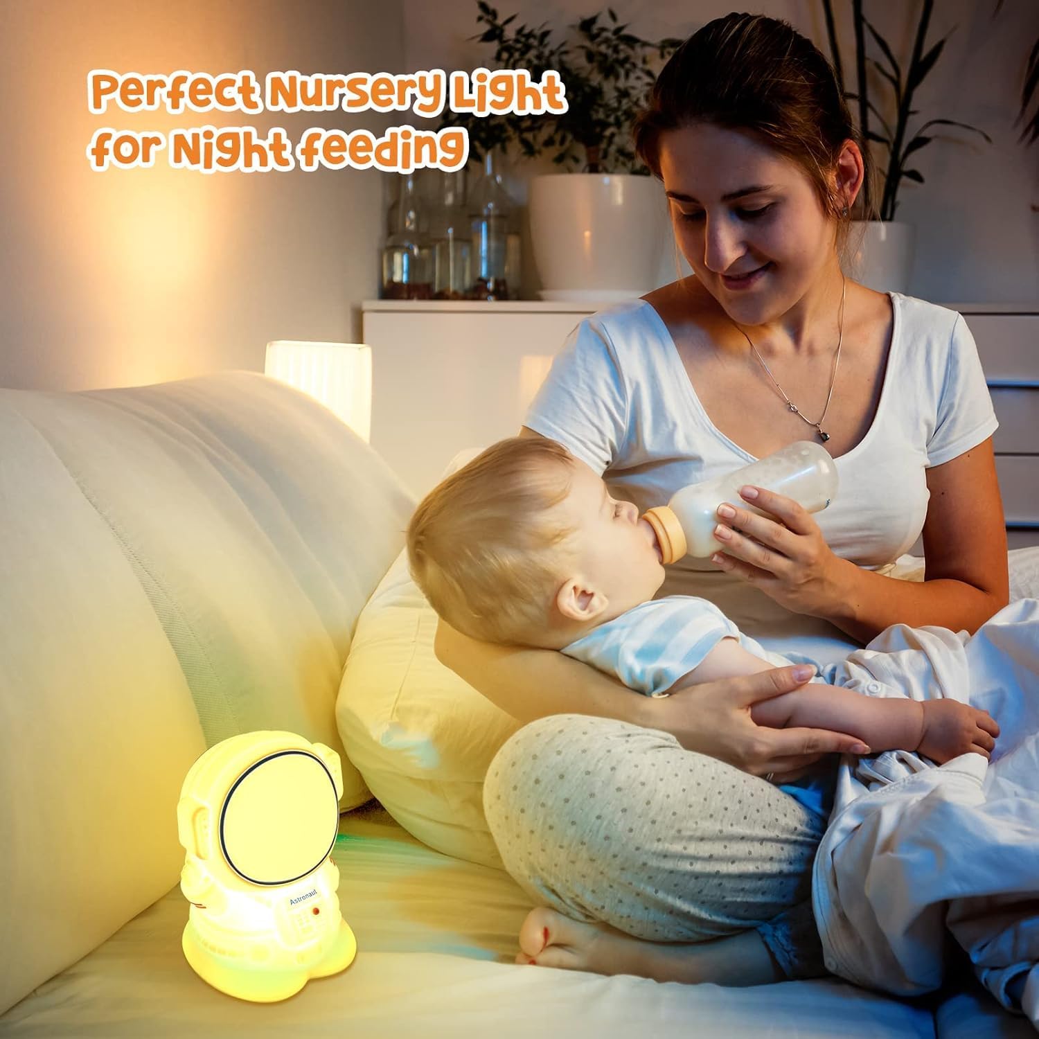 Luce notturna astronauta in silicone per bambini, lampada da tavolo ricaricabile USB che cambia colore, controllo touch, luce LED per camera da letto