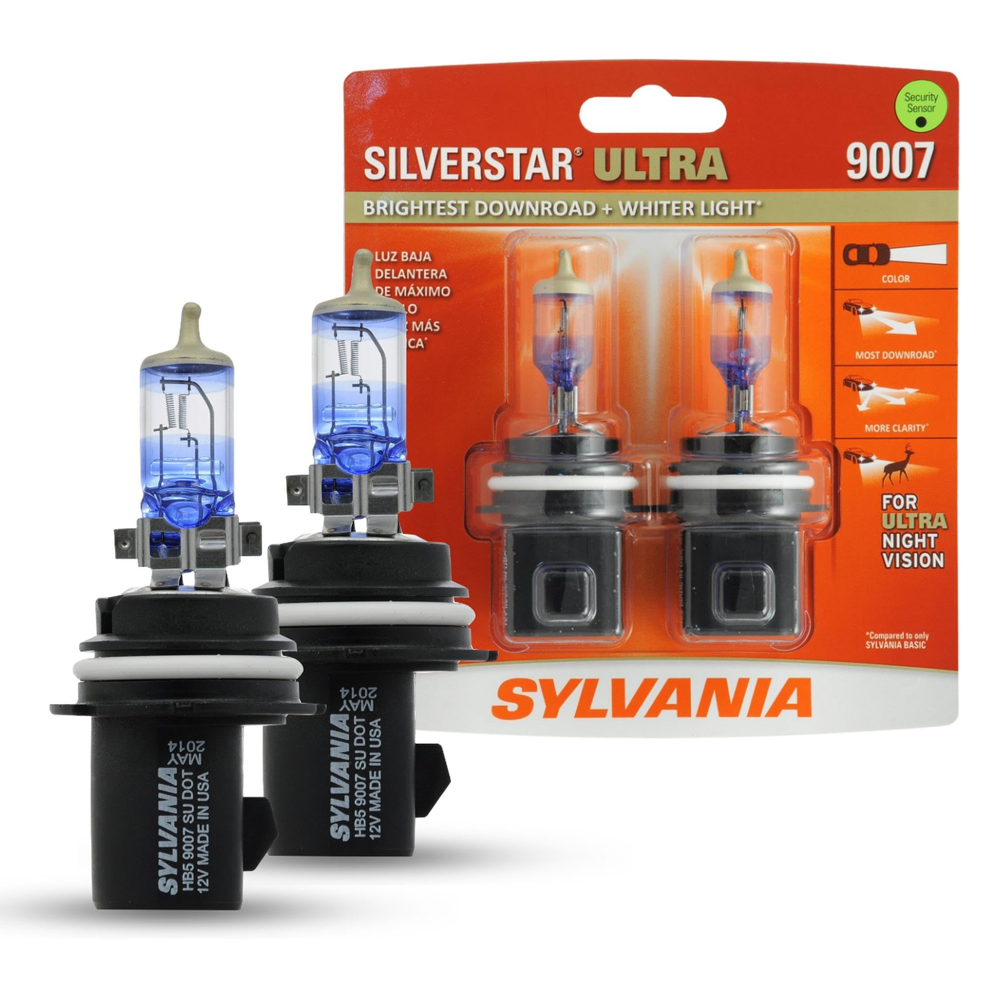 SYLVANIA 9007 SilverStar Ultra High Performance Halogen Headlight Bulb, (Contains 2 Bulbs)